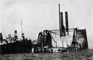 slocumBurning burned wreckage of steamboat general slocum