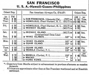 pan american china clipper schedule