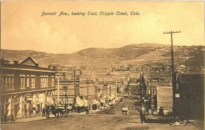 CrippleCreekCOBennettAveLookingEastCirca1900to1920