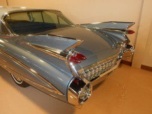 The massive tailfins on the 1959 Cadillac Fleetwood Sixty Six