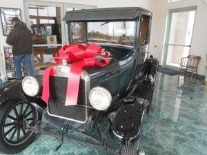 Model T decorated for the holidays