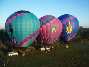hot air balloons ascending
